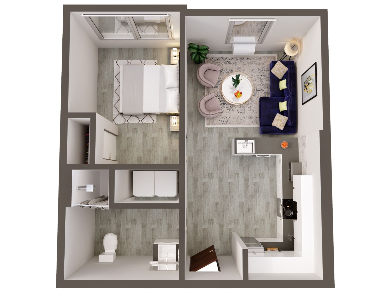 3D Render of a 1BHK Unit in New York